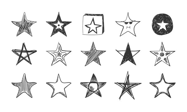 Star doodles set.