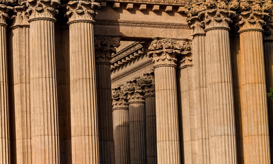 Fluted Columns of The Romanesque  Palace of Fine Arts, San Francisco, California, USA