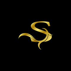 Minimalist Golden S Letter Logo, Luxury Alphabet Vector Design Style.