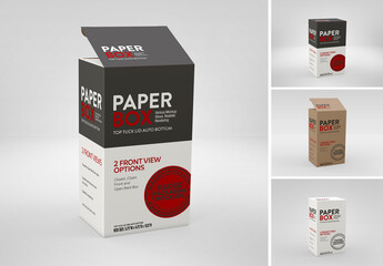 Top Lid Tuck Box Mockup Front with 2 Views