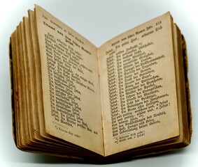 Fototapeta premium Interior of antique vintage German Christian prayer book