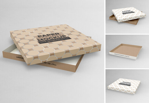 Large Square Box Mockup with 2 Front Views