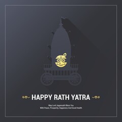 Happy Rath Yatra festival background. Rath Yatra festival is based around the worship of Lord Jagannath, Balabhadra and Subhadra. Lord Jagannath Annual Rathayatra festival. Vector illustration.