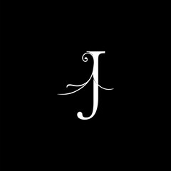 Minimalist Initial J letter Luxury Logo Design, vector decoration monogram alphabet font initial in art simple floral style.