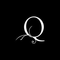 Minimalist Initial Q letter Luxury Logo Design, vector decoration monogram alphabet font initial in art simple floral style.