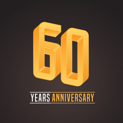 60 years anniversary vector icon, logo. Isolated graphic number for 60th anniversary
