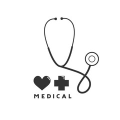 Design of stethoscope and medical symbols
