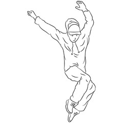 Vector illustration flat design. Dancing guy, doodle.