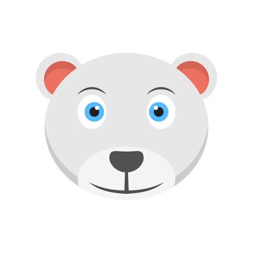 Bear head icon in flat design style. Baby bear symbol for creative logo or mascot design.