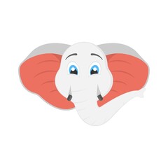 Cute elephant head icon in flat design style. Creative logo, mascot design element.
