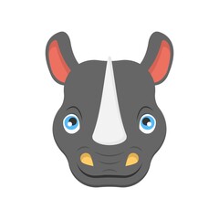 Rhino head mascot design. Rhinoceros icon in flat design style. Animal concept for logo element.