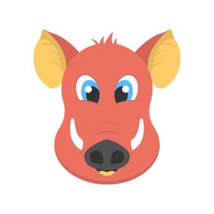 Cute green boar icon. Animated wild pig symbol for logo, mascot element.