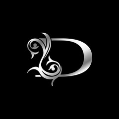 Baroque Luxury Gold Letter D Floral Leaf Logo Icon, Classy monogram vintage vector design concept for brandidentity