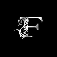 Baroque Luxury Gold Letter F Floral Leaf Logo Icon, Classy monogram vintage vector design concept for brandidentity