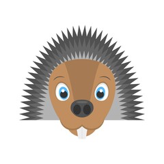 Animated hedgehog icon in flat design style. Logo, mascot design.