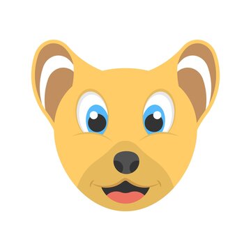 Animated cute cub icon in flat design style. Logo, mascot design element.