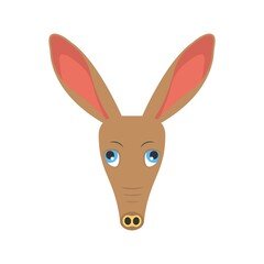 Kangaroo face icon in flat design style. Logo, mascot design element.