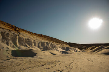 Huge desert dunes. Great place for photographers and travelers. Beautiful structures of sand dunes. Ukrainian nature.