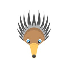 Animated face of anteater. Flat icon design.