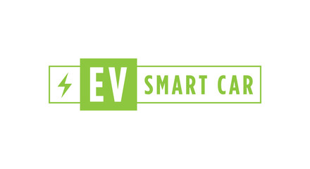 Electric Smart Car, Car Charging Station Sign Banner, Logo Vector Illustration Background