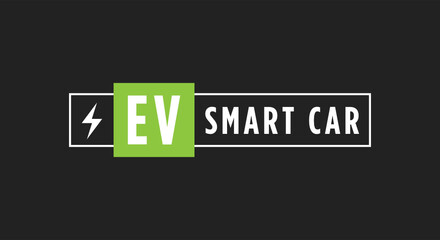 Electric Smart Car, Car Charging Station Sign Banner, Logo Vector Illustration Background