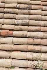 Detail of terracotta roof tiles