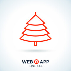 fir christmas tree line vector icon