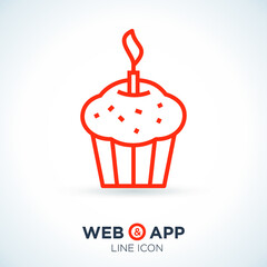 cupcake line vector icon 