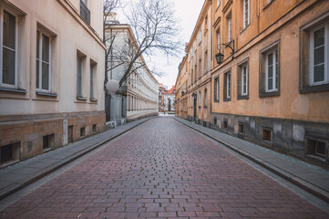 Streets of the old town in Warsaw, Poland