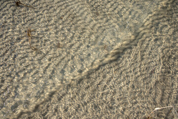 Aerial view turquoise waters of the river.