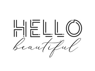 Hello Beautiful Handwritten Text Vector Text Typography Illustration Background
