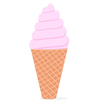 Ice cream in a waffle cone. Isolated vector image on a white background. Clipart