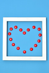 Valentines Day background with hearts. tablet. frame