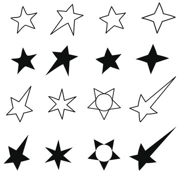 A set of star outlines. vector isolated image on a white background. clipart