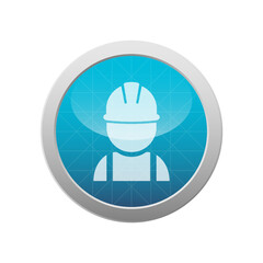 Construction worker or engineer avatar icon white and light blue vector illustration