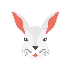 Fototapeta na wymiar Cute rabbit head icon. Hare icon in flat design style. Mascot or logo design element.