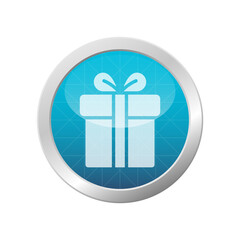 Gift Box Icon Present With Ribbon On Light Blue Shiny Circle Frame Vector Illustration