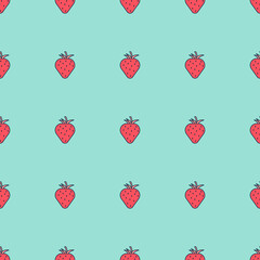 Seamless vector pattern with simple strawberry icon