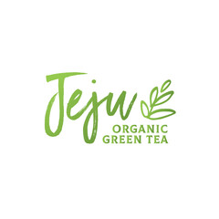 Jeju Organic Green Tea Leaves Logo Branding Vector Illustration Background