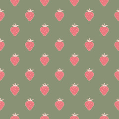 Seamless vector pattern with simple strawberry icon