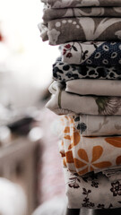 Stack of ironed linen.