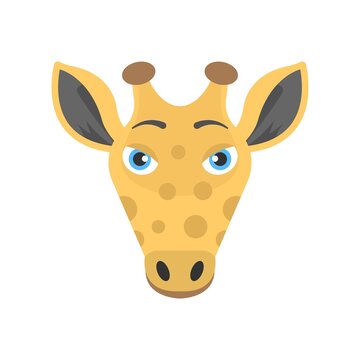 Head of giraffe icon in flat design style. Safari, savannah animal symbol for logo or mascot design.