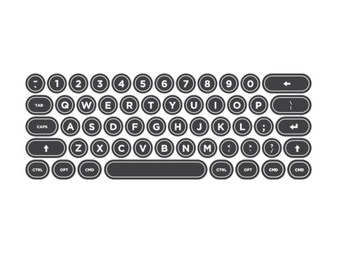 Computer Keyboard, Retro Keyboard, Vintage, Technology Design Icon Vector Illustration Background