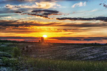 water tower on a background of sunset and clouds2