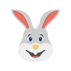 Fototapeta na wymiar Cute bunny face icon in flat design style. Rabbit, hare symbol for creative mascot, logo design element.