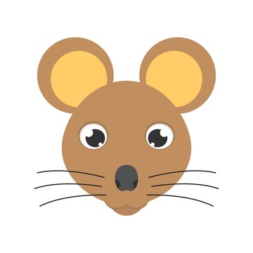 Cute mouse icon. Rat symbol. Flat desgin style for logo or mascot element.