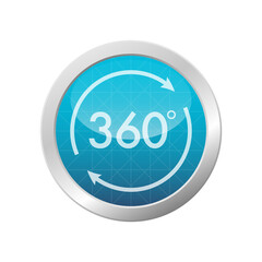 Virtual Reality 360 Degrees VR view Icon for app or web round button light blue glossy illustration