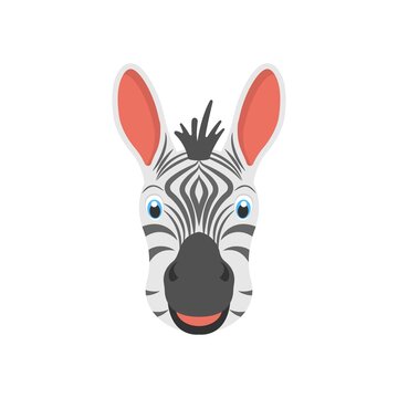 Zebra head icon in flat design style. Creative logo, mascot design element.