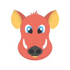 Cute green boar icon. Animated wild pig symbol for logo, mascot element.