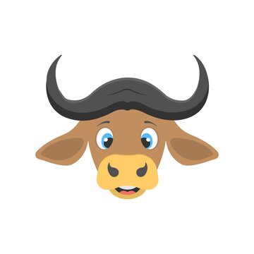 Animated ox head icon in flat design style. Bull icon for logo, mascot design.